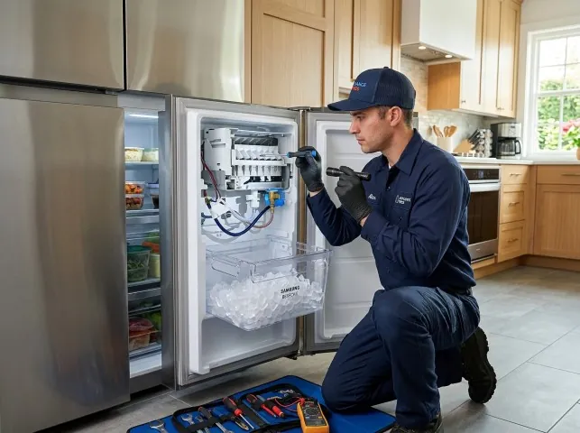 Appliance Repair Hero technician repairing a refrigerator ice maker in Bernalillo, NM